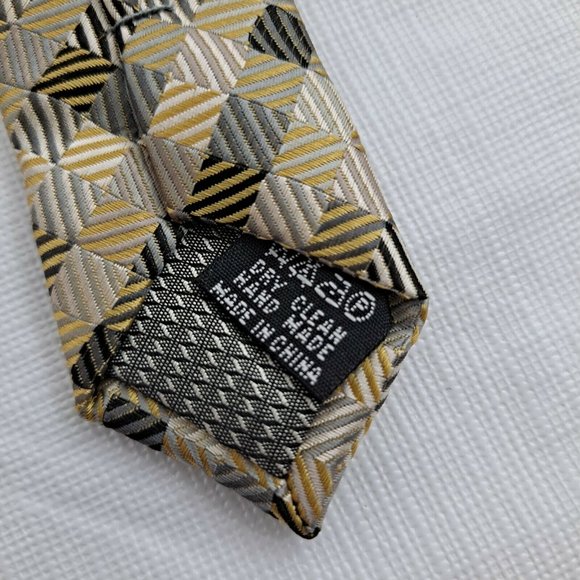 Men's Neck Tie 3.5 Inch Gold Yellow Green Silver necktie Giorgio Brutini - Picture 4 of 8